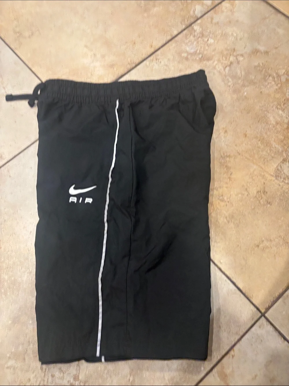 Nike Black Athletic Shorts with White Piping and Air Logo size XL